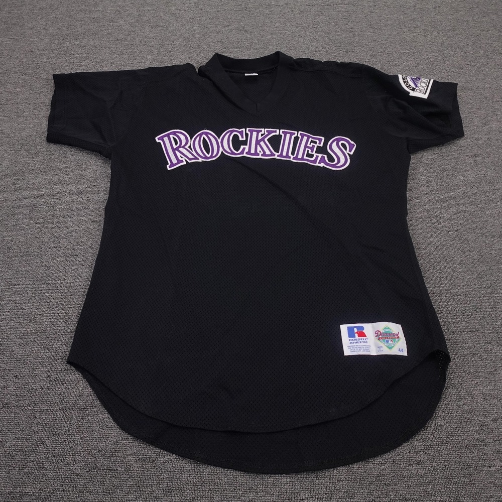 Vintage Colorado Rockies Jersey Mens 44 Black MLB Baseball Russell Athletic 90s